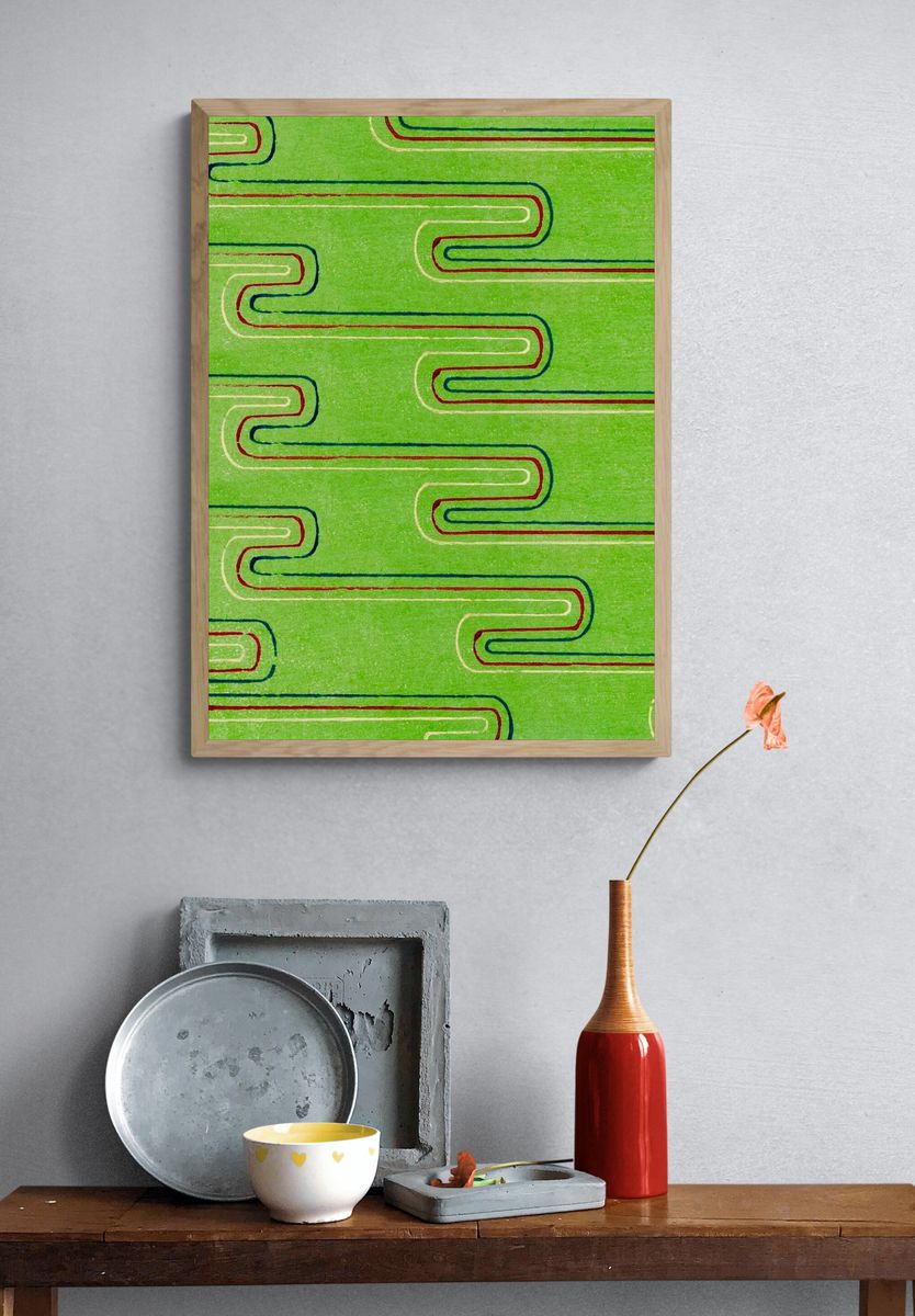 Vintage woodblock print Japanese textile. — room view 3