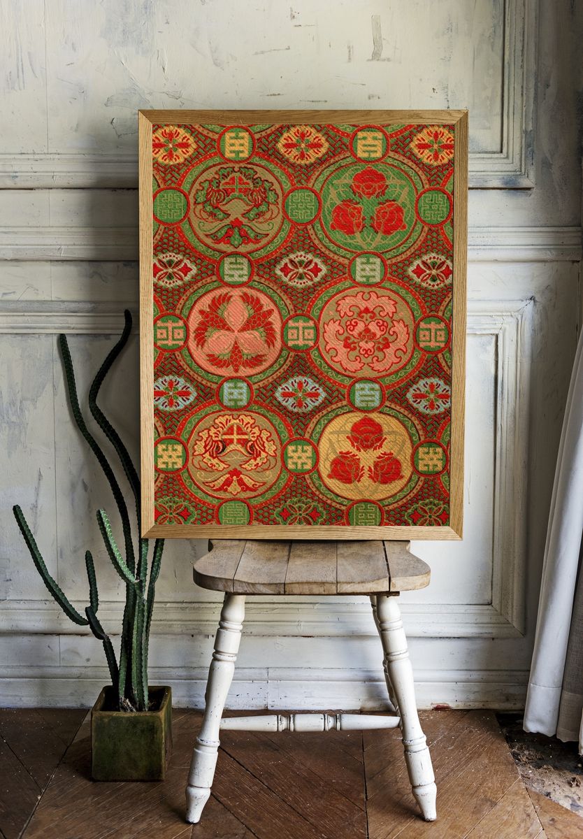Traditional Japanese flower background. Remixed. room preview