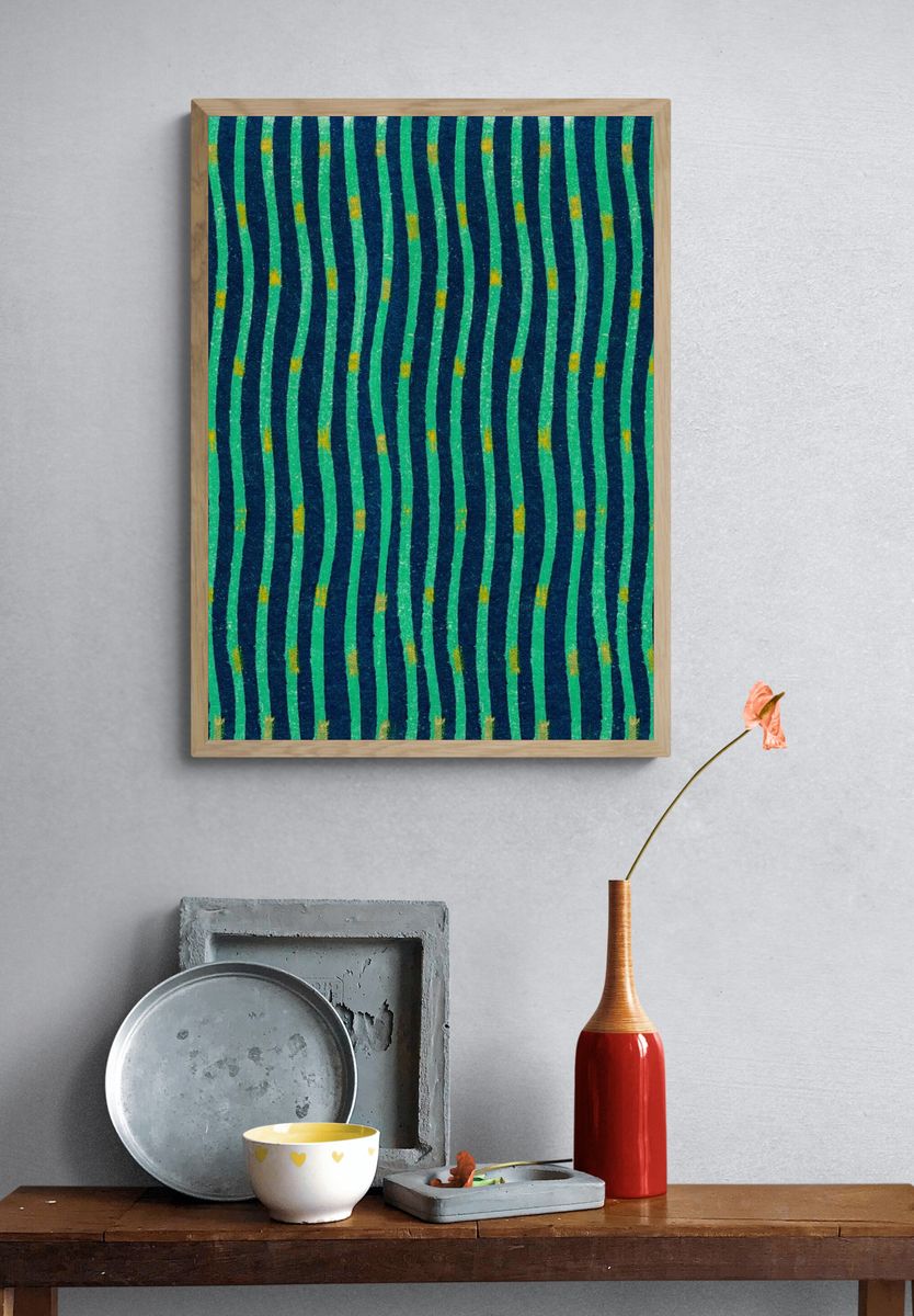Vintage woodblock print Japanese textile. — room view 3