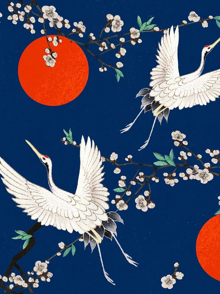 Crane and Plum Blossom by Watanabe Seitei — Art Print.