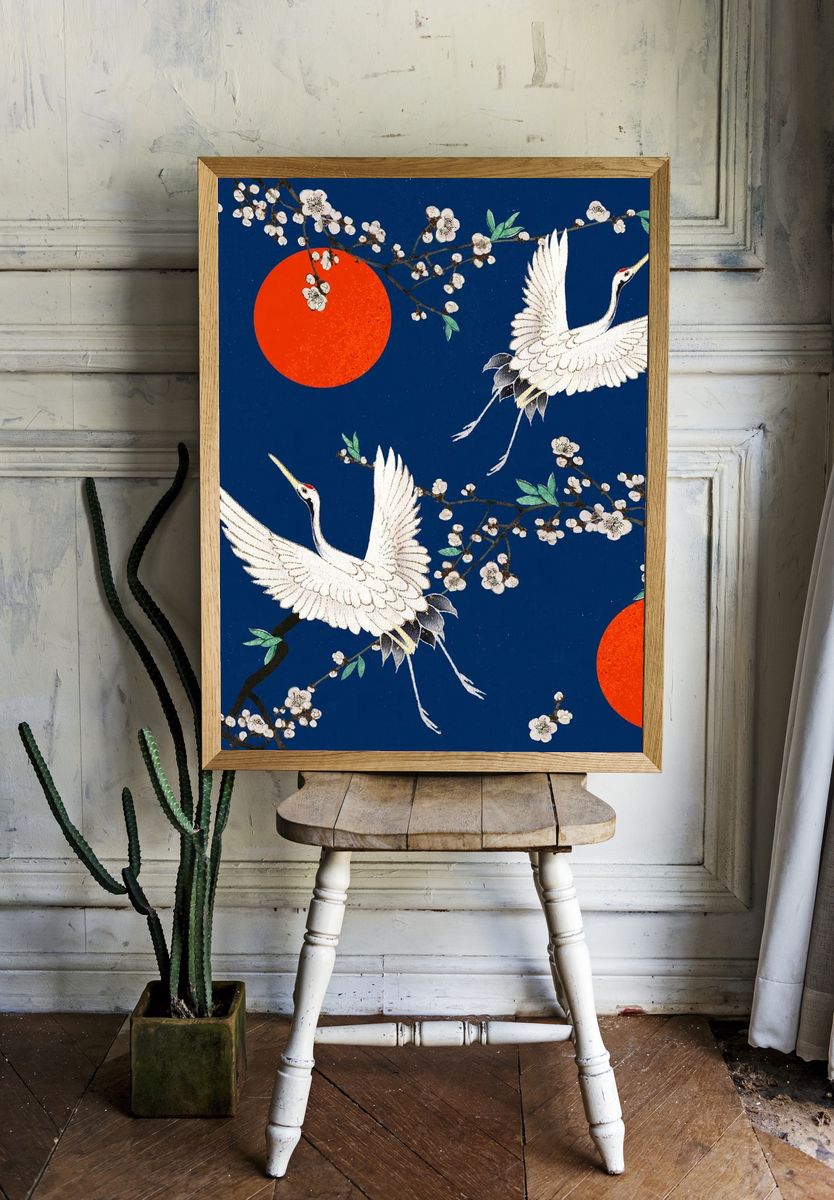 Crane and Plum Blossom by Watanabe Seitei — Art Print room preview