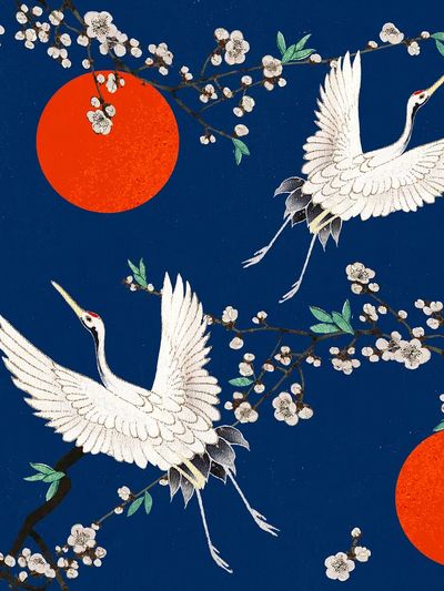 Crane and Plum Blossom by Watanabe Seitei — Art Print. poster print