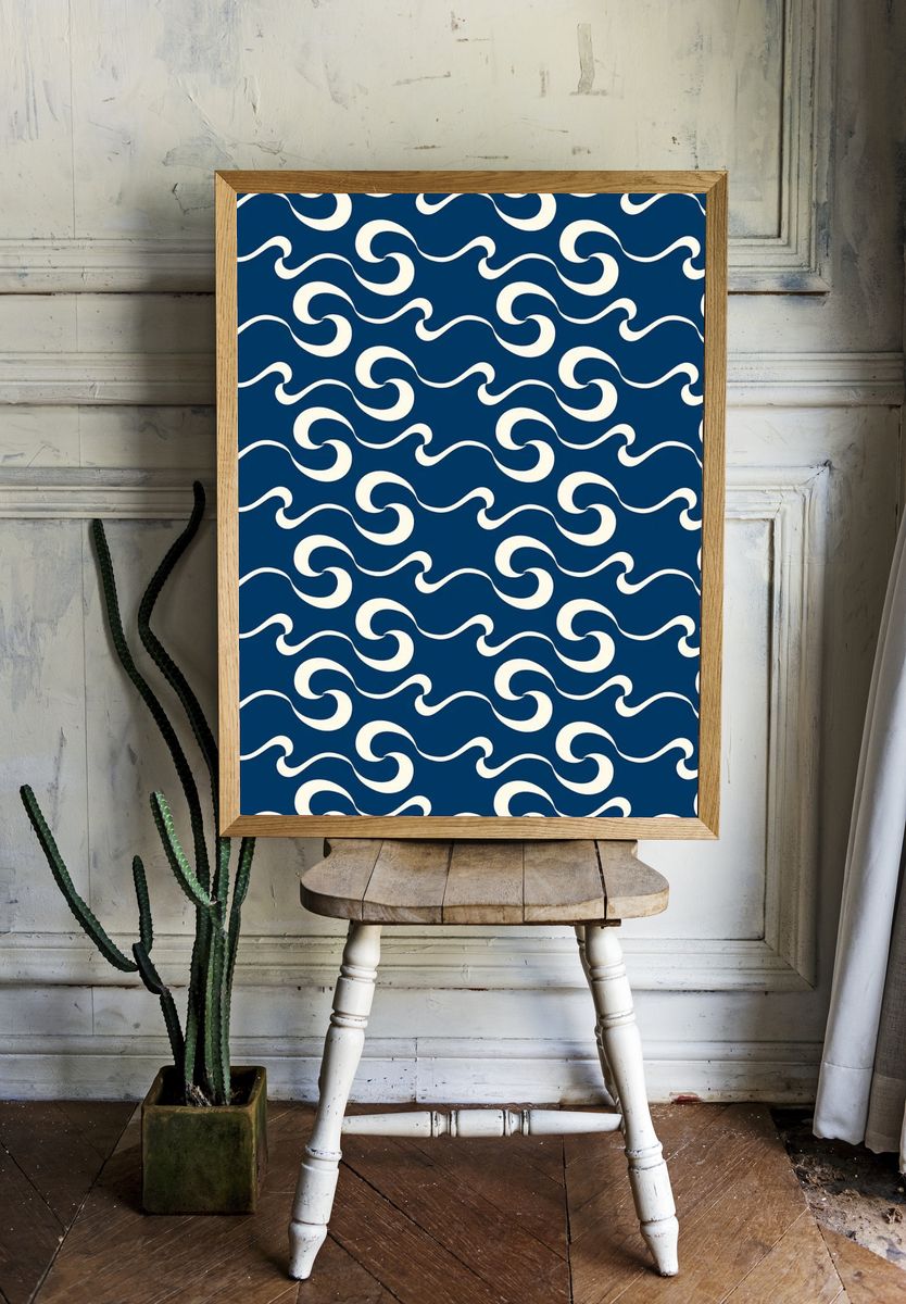 Abstract fluid pattern background, seamless sea wave — Art Print room preview