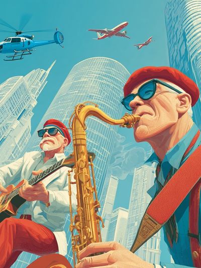 Jazz Musicians in the City Poster. poster print