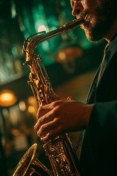 Jazz Saxophone Performance Photography Poster.