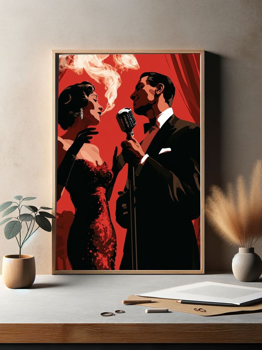 Jazz Duet Vintage Poster. — room view 2