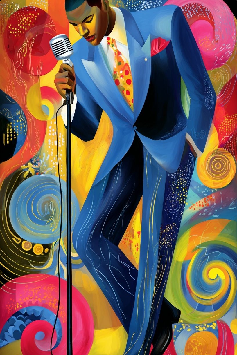 Jazz Singer — Colorful Illustration Print. poster detail
