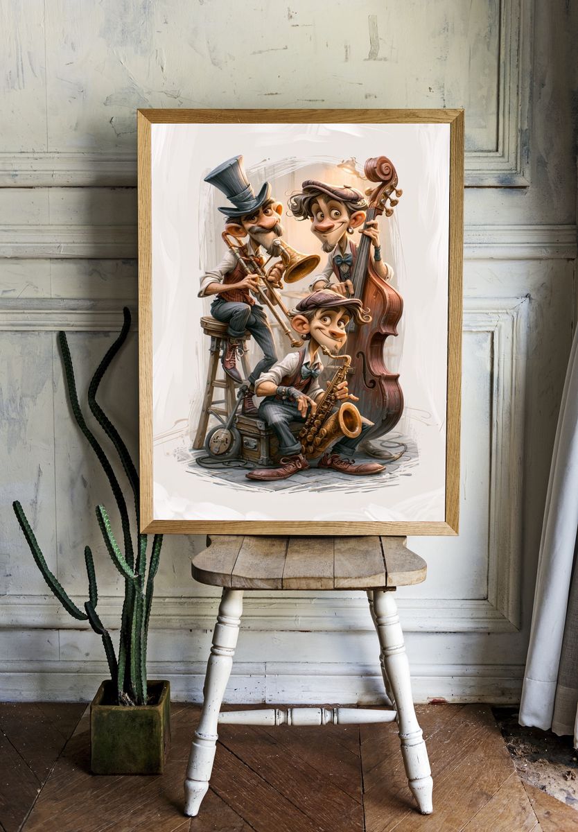 Jazz Musicians Illustration Poster. — room view 1