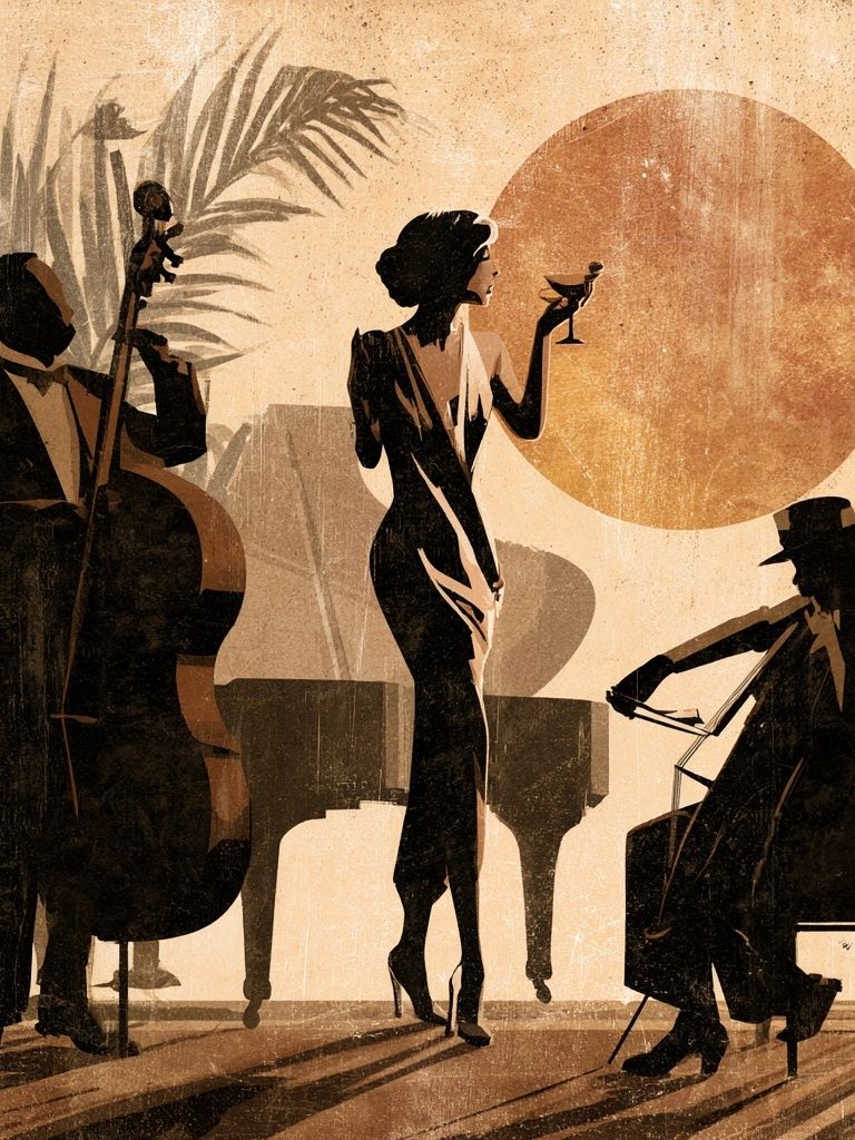 Jazz Trio Silhouette Art Deco Poster. poster — fine-art art