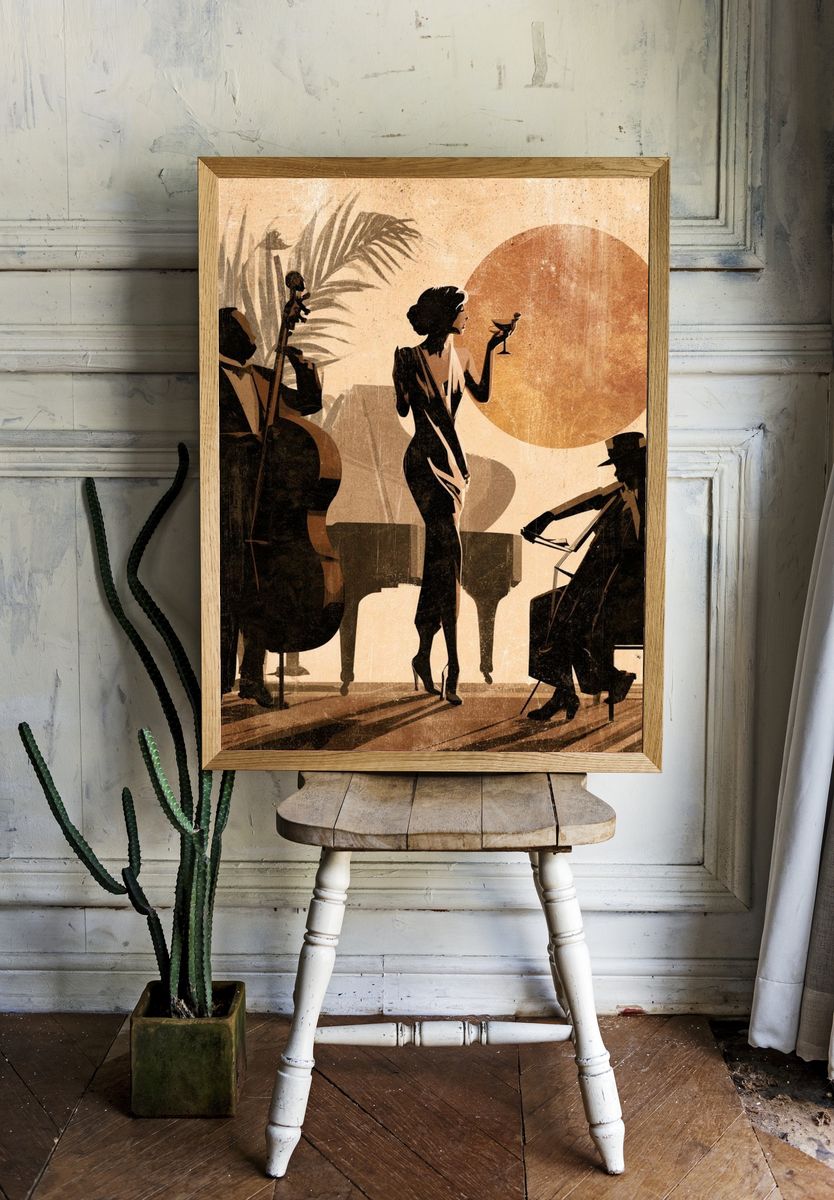 Jazz Trio Silhouette Art Deco Poster. — room view 1