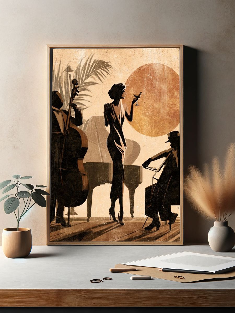 Jazz Trio Silhouette Art Deco Poster. — room view 2