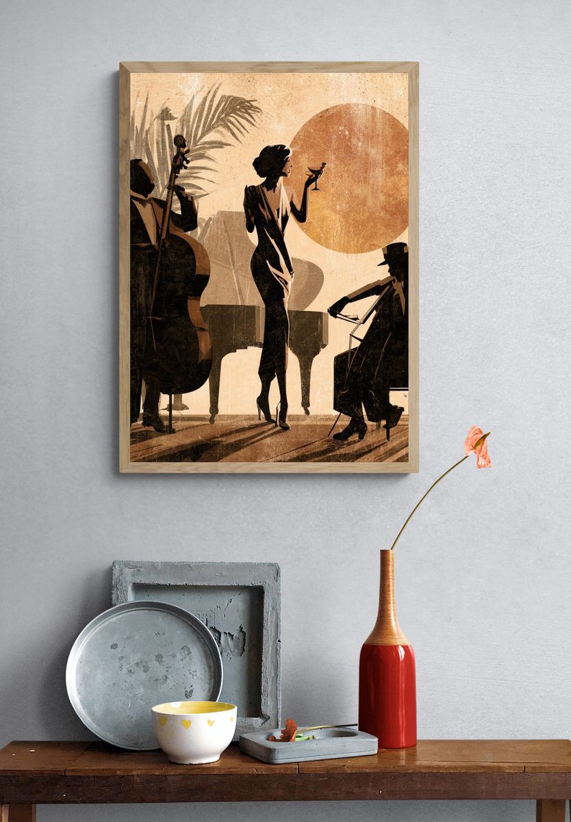 Jazz Trio Silhouette Art Deco Poster. — room view 3