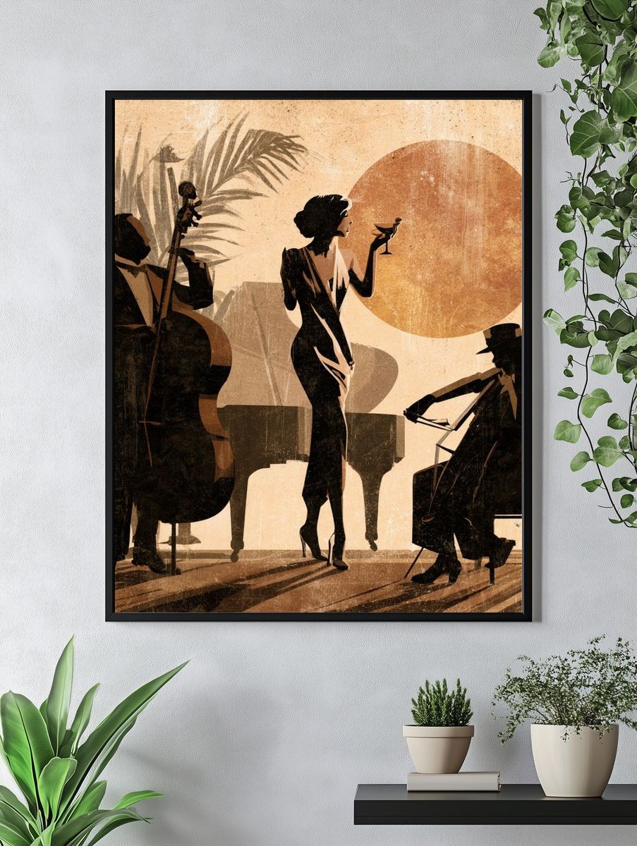 Jazz Trio Silhouette Art Deco Poster. — room view 4