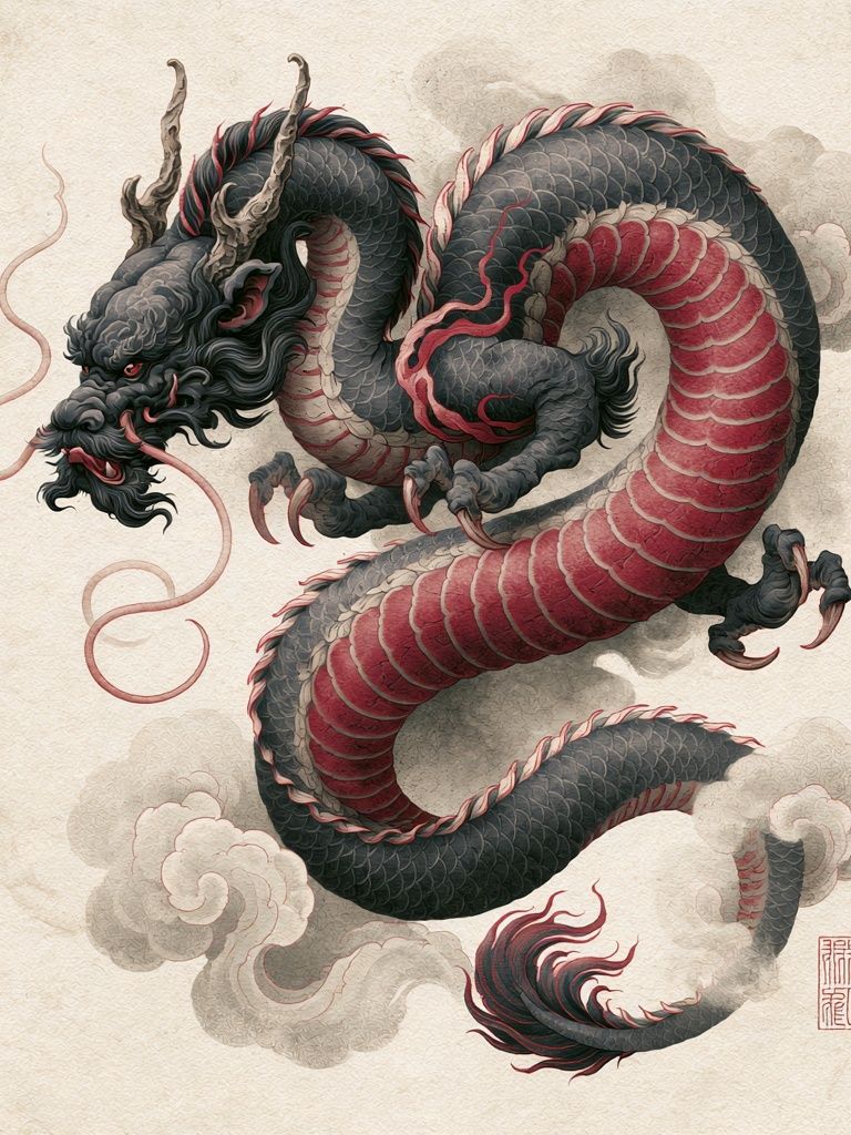 Japanese Dragon Ink Poster. poster detail