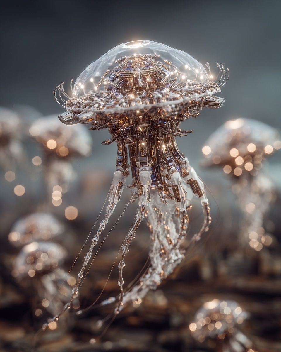 Bioluminescent Jellyfish Digital Art Poster. poster detail