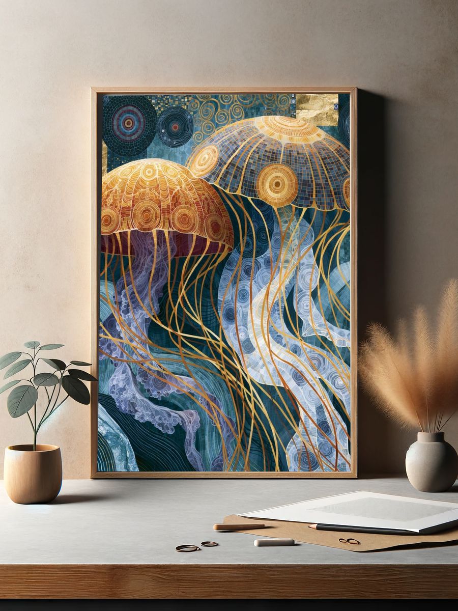 Jellyfish Mosaic Poster. — room view 2