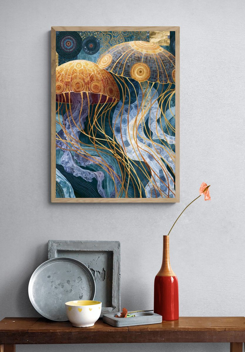 Jellyfish Mosaic Poster. — room view 3