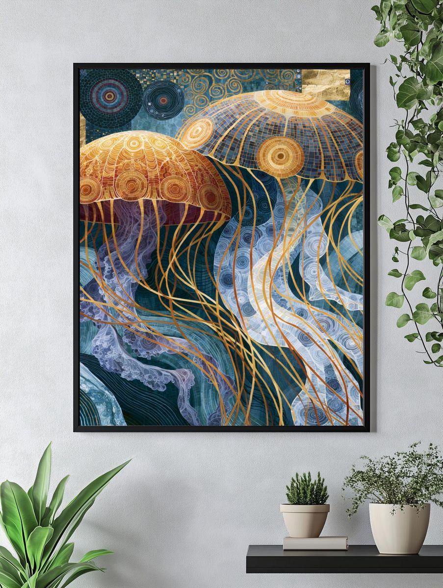 Jellyfish Mosaic Poster. — room view 4