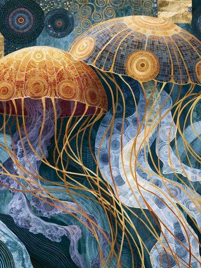 Jellyfish Mosaic Poster. poster