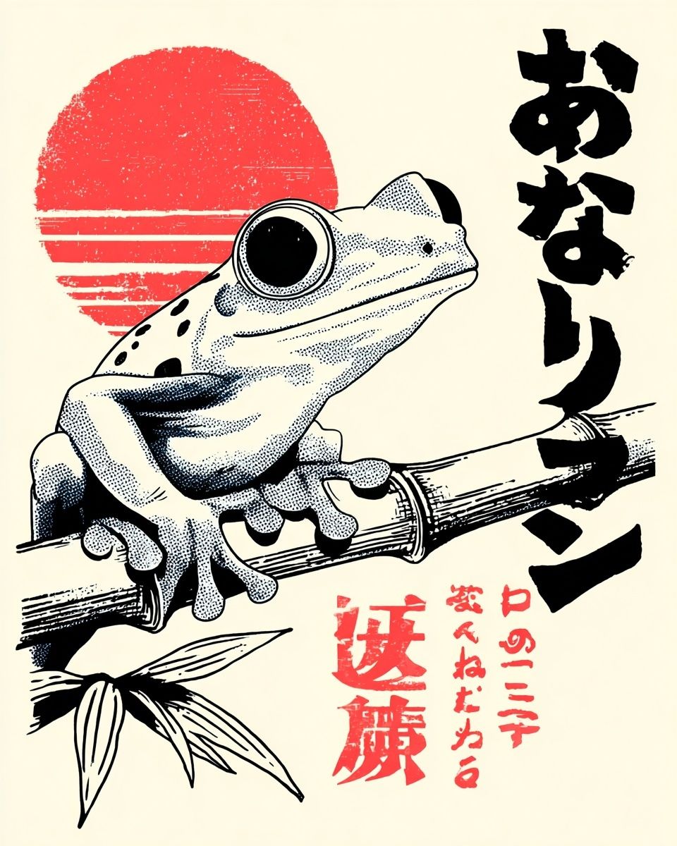 Japanese Frog — Vintage Print. poster — vintage art