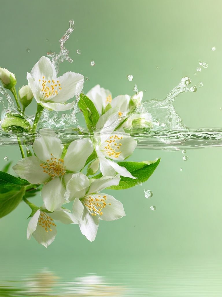 Jasmine Flowers in Water — Botanical Print. poster — botanical art