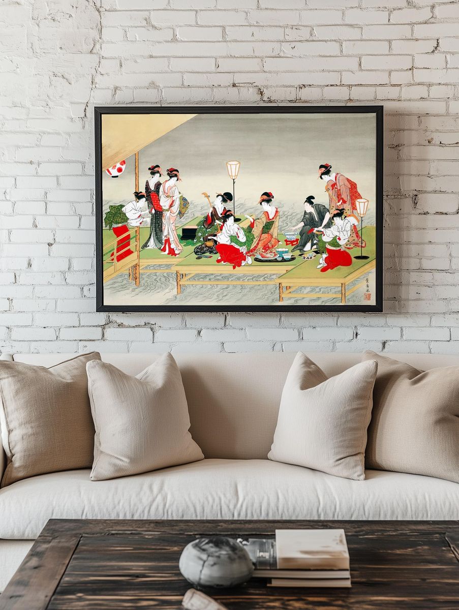 Japanese Geisha Gathering — Vintage Print room preview