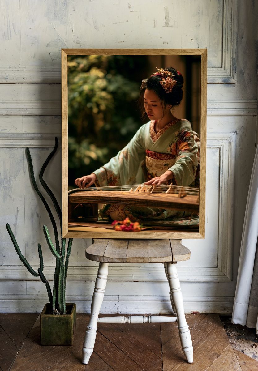 Japanese Koto Player Photography Poster. — room view 1