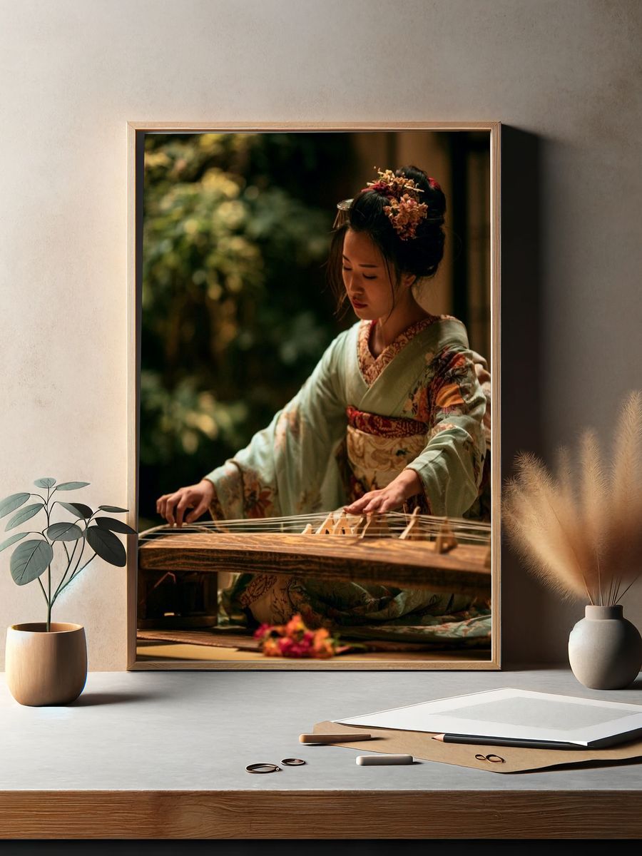 Japanese Koto Player Photography Poster. — room view 2