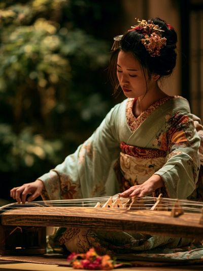 Japanese Koto Player Photography Poster. poster print