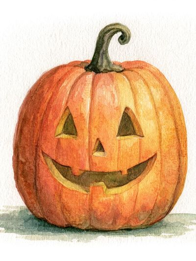 Jack-o'-Lantern Watercolor Poster. poster print