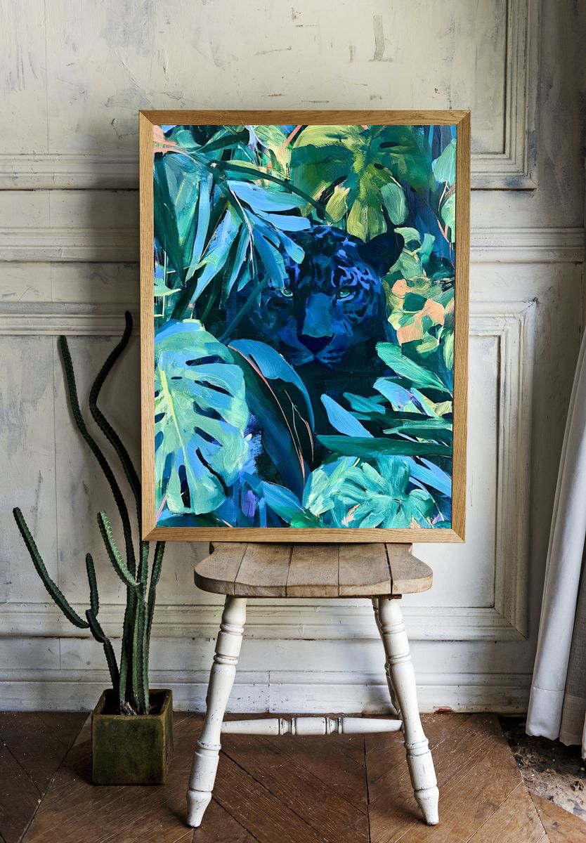 Jungle Leopard Botanical Print. — room view 1