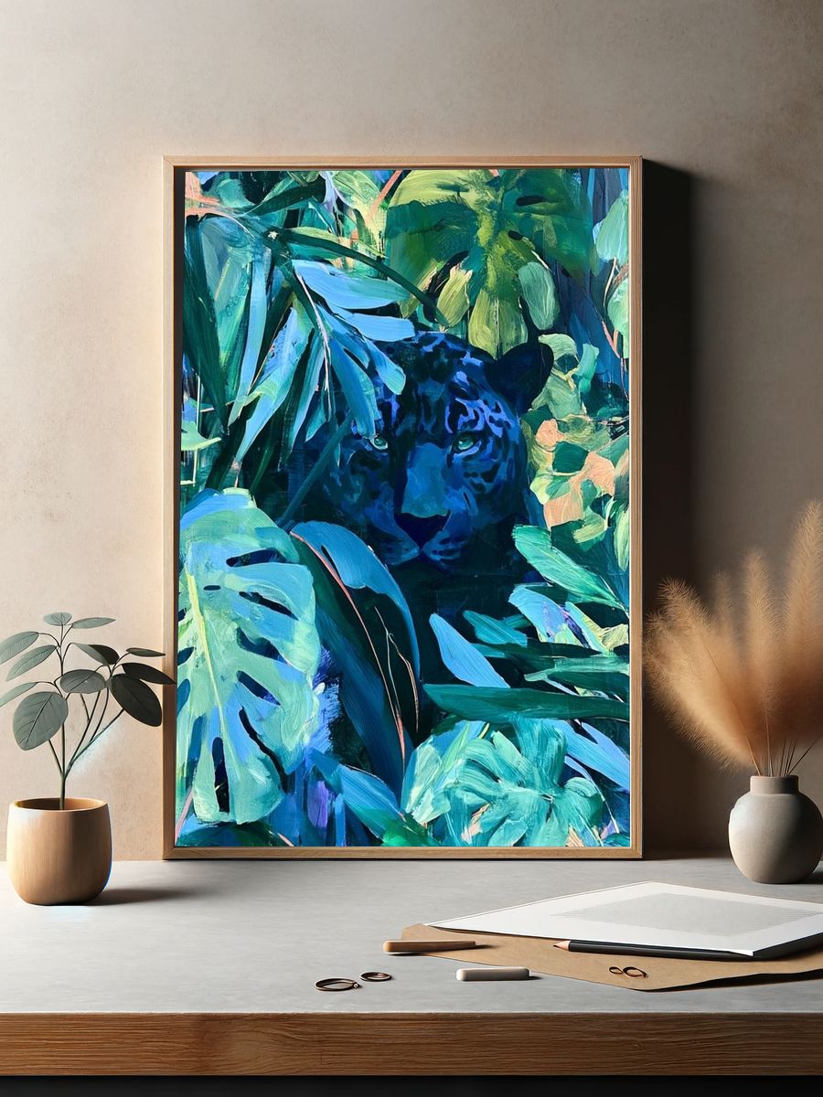 Jungle Leopard Botanical Print. — room view 2