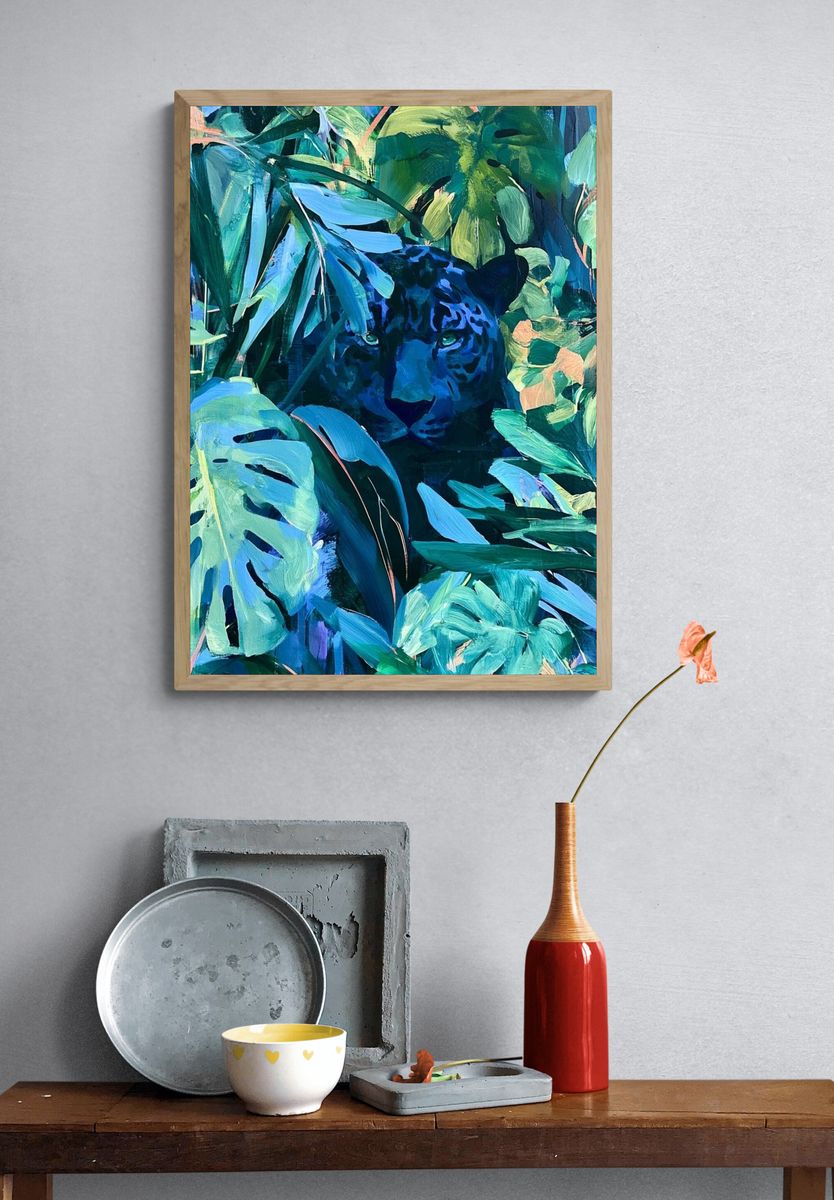 Jungle Leopard Botanical Print. — room view 3