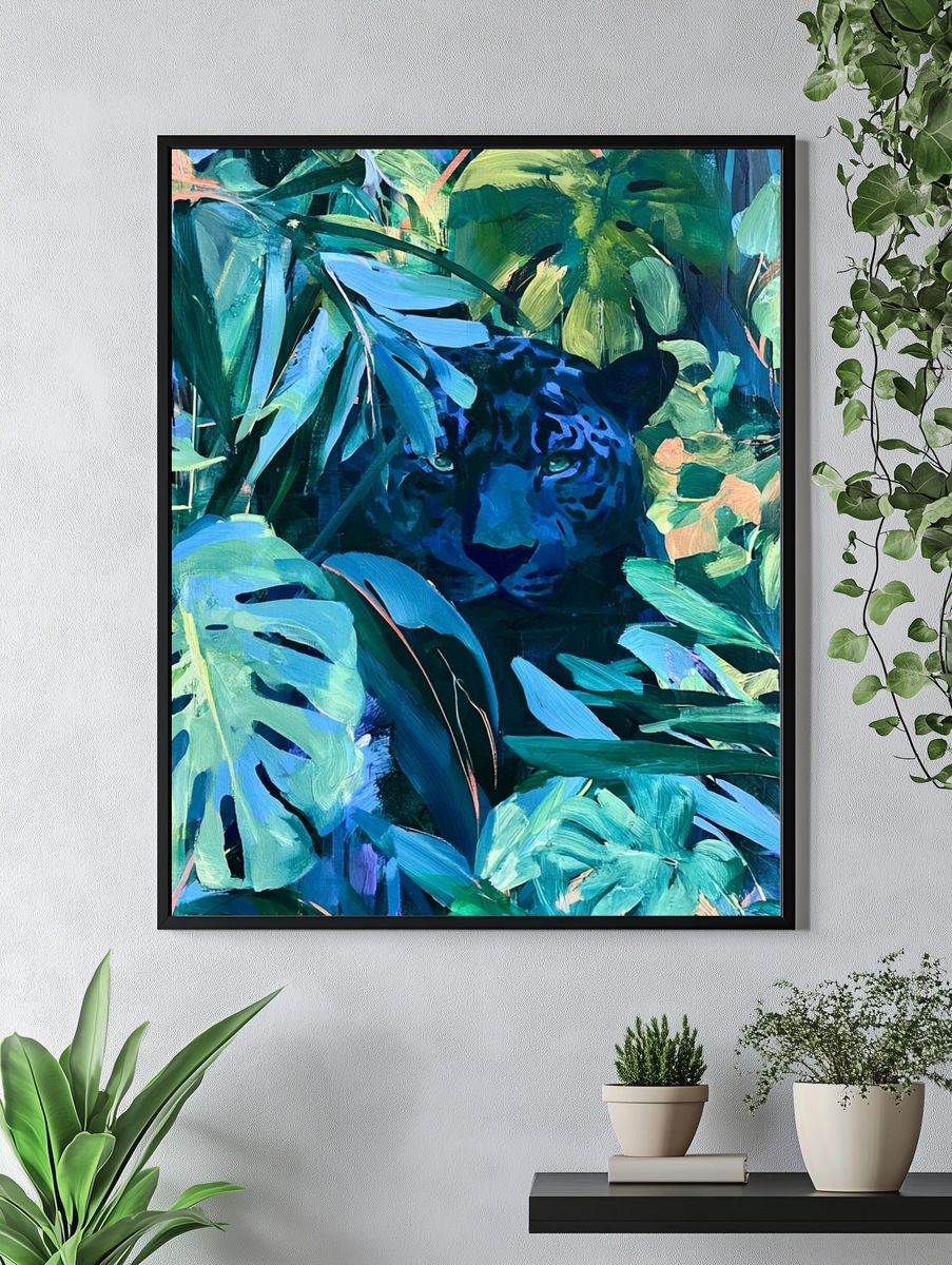 Jungle Leopard Botanical Print. — room view 4