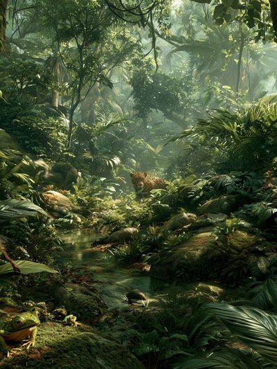 Jungle Leopard Forest Print. poster