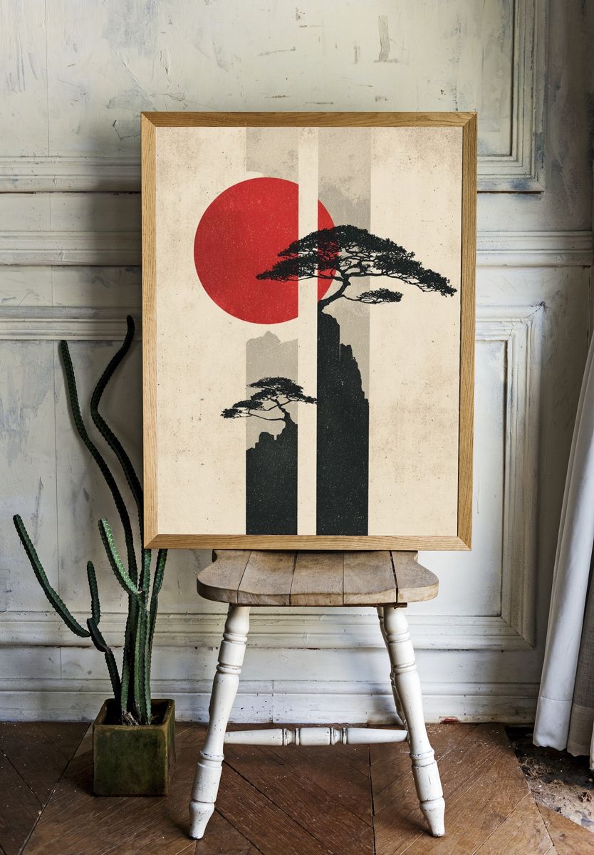 Japanese Landscape — Minimalist Print. — room view 1