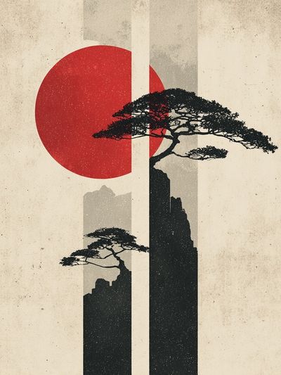 Japanese Landscape — Minimalist Print