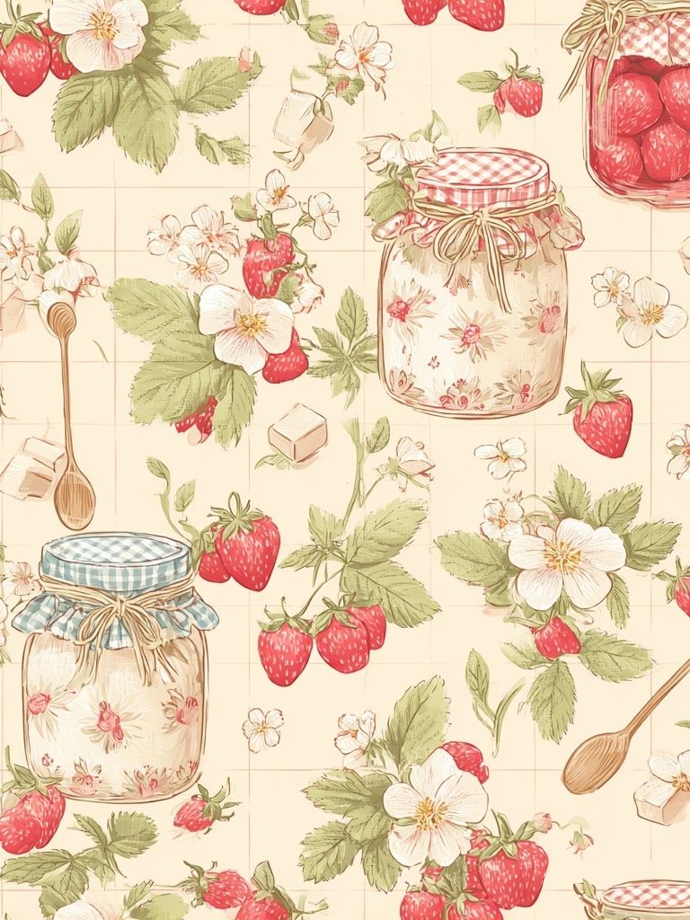 Strawberry Jam Pattern — Vintage Print. poster detail