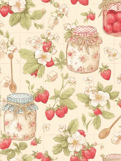 Strawberry Jam Pattern — Vintage Print. poster