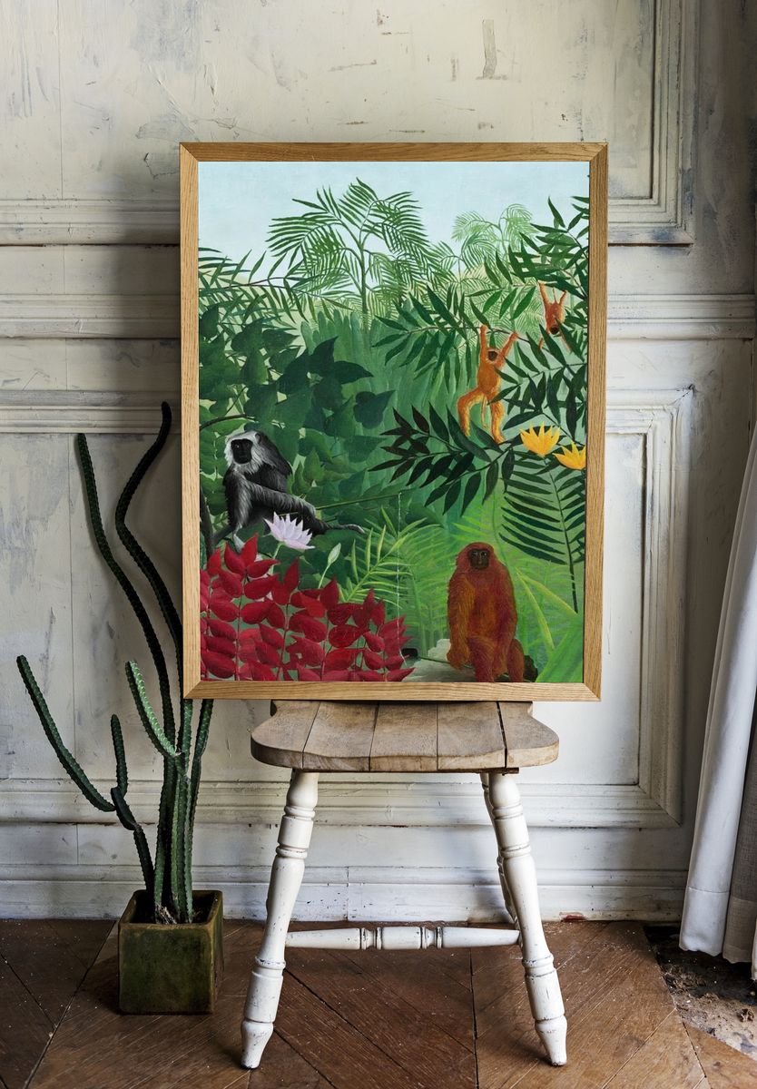 Tropical Jungle Monkeys — Illustration Print. — room view 1