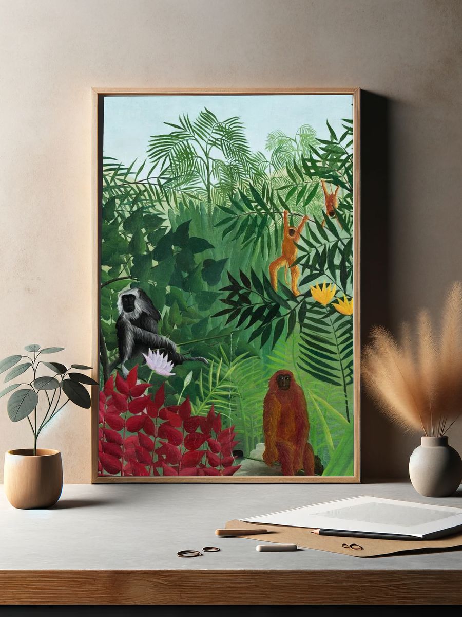 Tropical Jungle Monkeys — Illustration Print. — room view 2