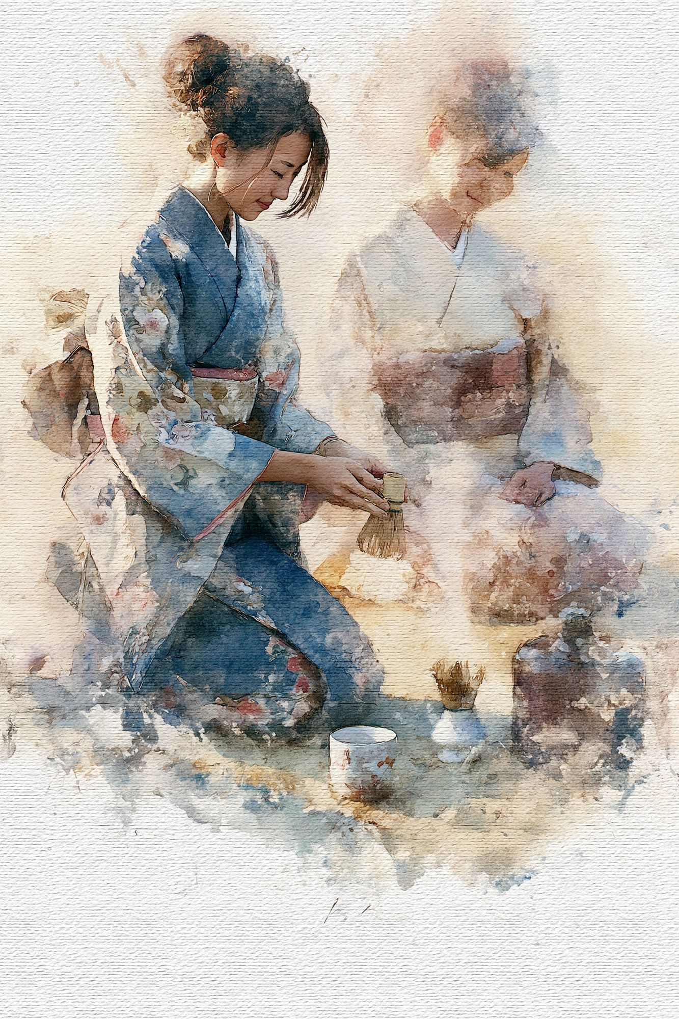 Japanese Tea Ceremony Watercolor Print. poster detail