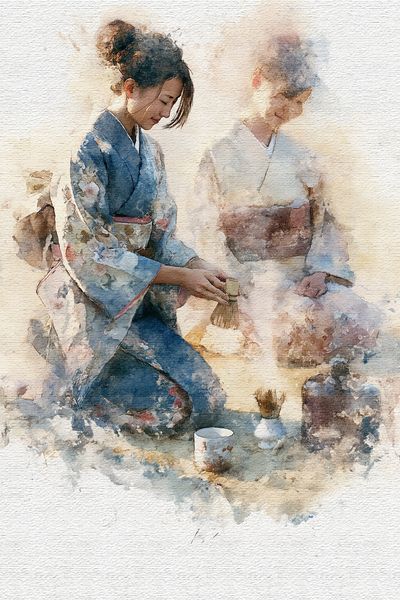 Japanese Tea Ceremony Watercolor Print. poster