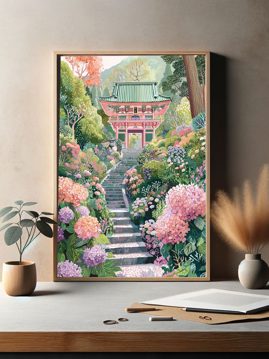 Japanese Temple Garden — Illustration Print. — room view 2