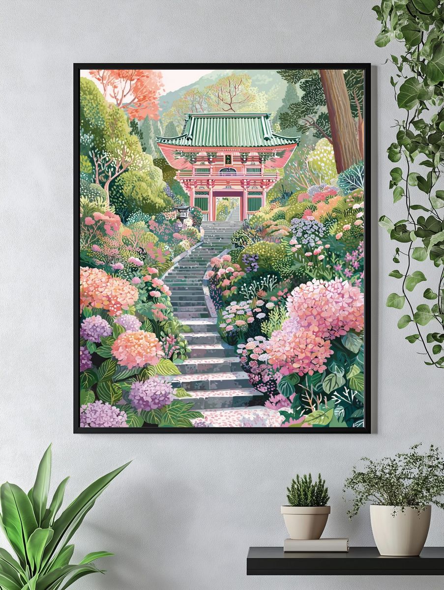 Japanese Temple Garden — Illustration Print. — room view 4