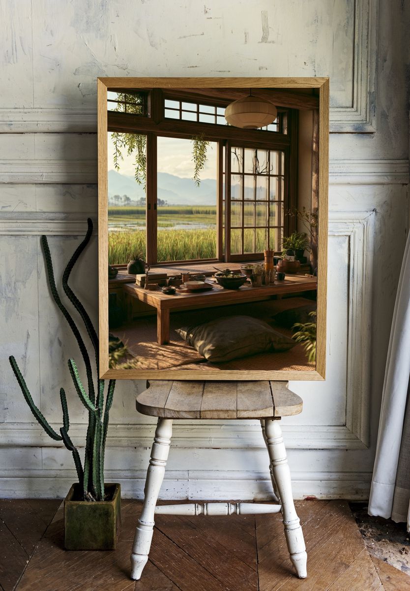 Serene Japanese Tea Room Poster. room preview