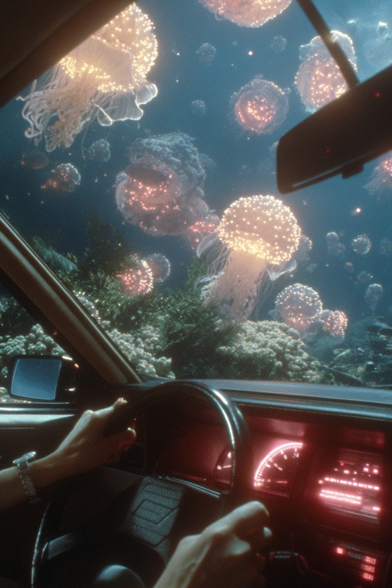 Jellyfish Underwater Dream — Surrealism Print. poster detail