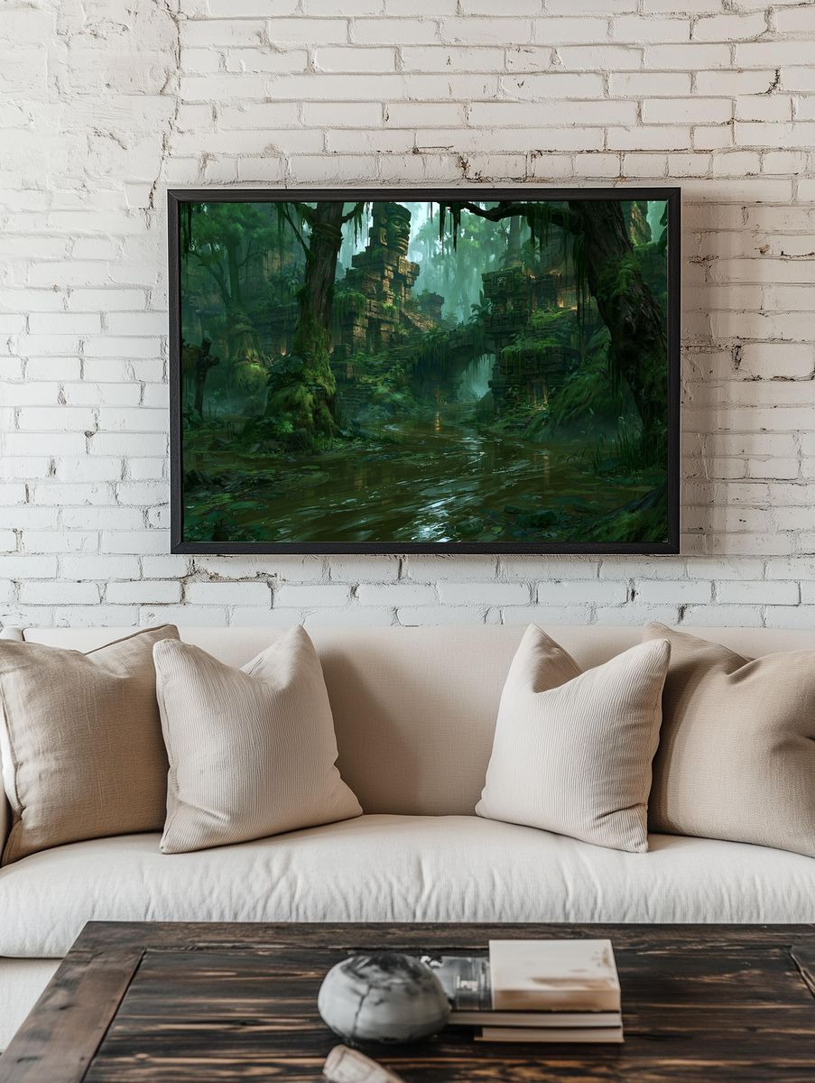 Jungle Ruins Digital Art Poster. room preview