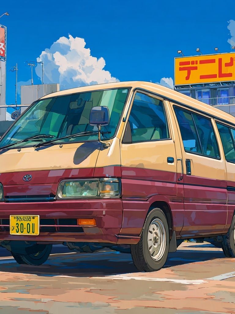 Retro Japanese Van Illustration Poster. poster — illustration art