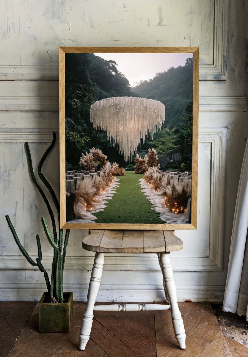 Jungle Wedding Chandelier Photography Poster. — room view 1